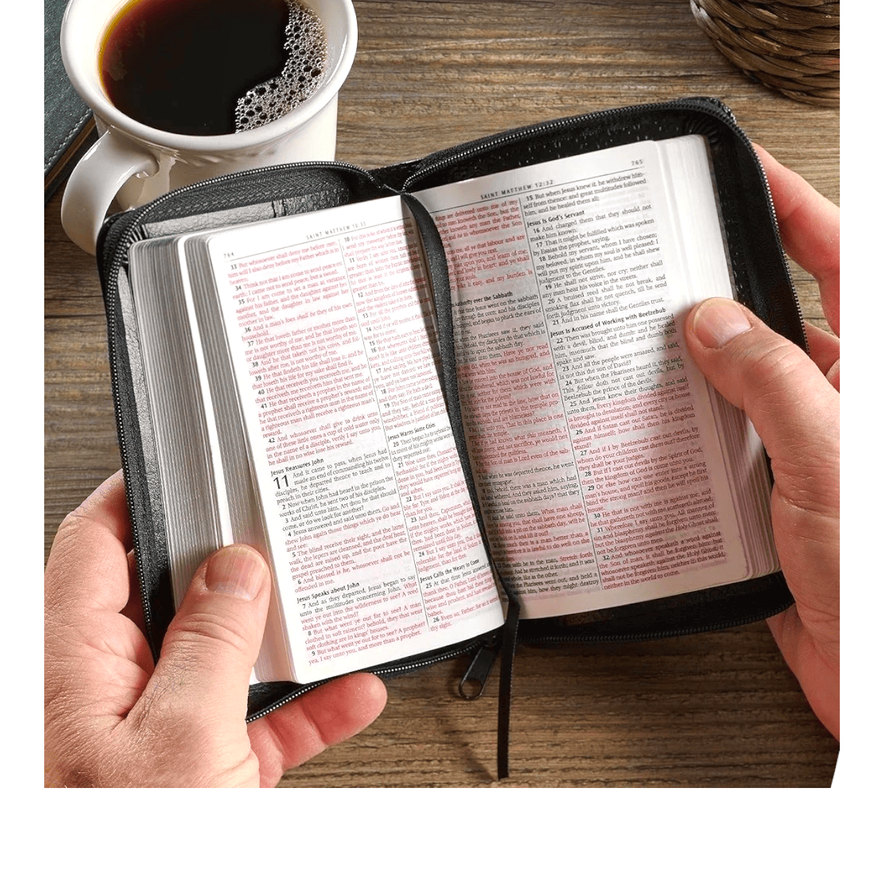 KJV Pocket Bible, Black Imitation Leather with Zippered Closure - Compact King James Version Holy Bible, Red Letter Edition for Portable Devotion (ISBN: 9781432100025)