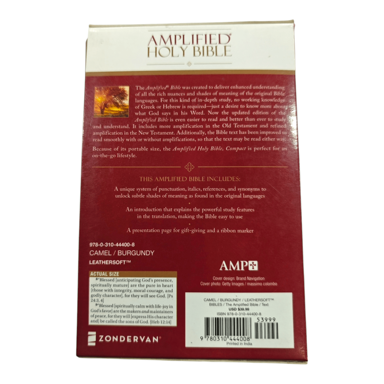 Amplified Holy Bible, Compact Edition, Leathersoft Tan/Burgundy - Expanded Translation Capturing Nuances of Original Greek and Hebrew for Deeper Study (ISBN: 9780310444008)