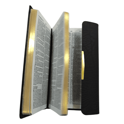 KJV Checkbook Bible, Black Bonded Leather with Snap-Flap Closure - Compact King James Version Holy Bible, Red Letter Edition for Portable Devotion (ISBN: 9780718003272)
