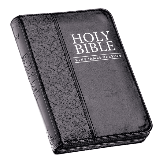 KJV Pocket Bible, Black Imitation Leather with Zippered Closure - Compact King James Version Holy Bible, Red Letter Edition for Portable Devotion (ISBN: 9781432100025)