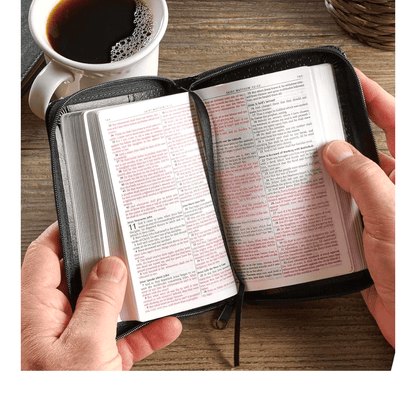 KJV Pocket Bible, Black Imitation Leather with Zippered Closure - Compact King James Version Holy Bible, Red Letter Edition for Portable Devotion (ISBN: 9781432100025)