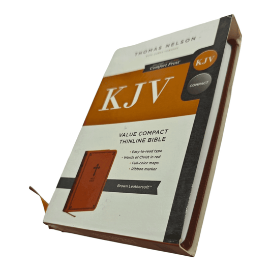 KJV Value Compact Thinline Bible, Brown LeatherTouch - Portable King James Version Holy Bible with Red Letter Edition and Full-Color Maps (ISBN: 9780575998612)